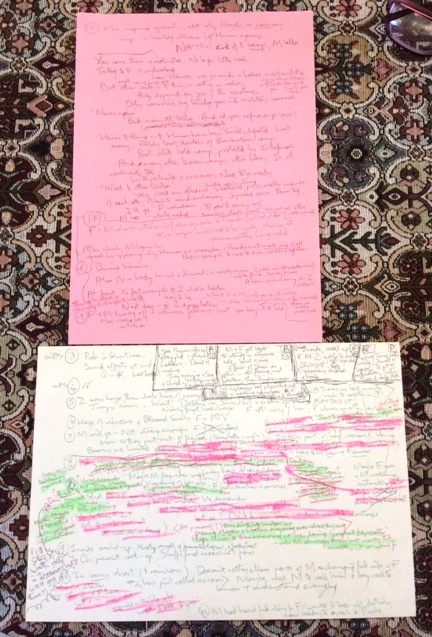 Notes for Ferren on coloured paper